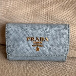 Prada Tri Color Light Blue Saffiano Key Holder